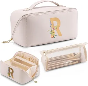 Vlando Personalized Birthday Gift,Initial Makeup Organinzer,Graduation Gifts for Her Sister Birthday Gift Ideas,Monogrammed Cosmetic Travel Bag(Letter R)
