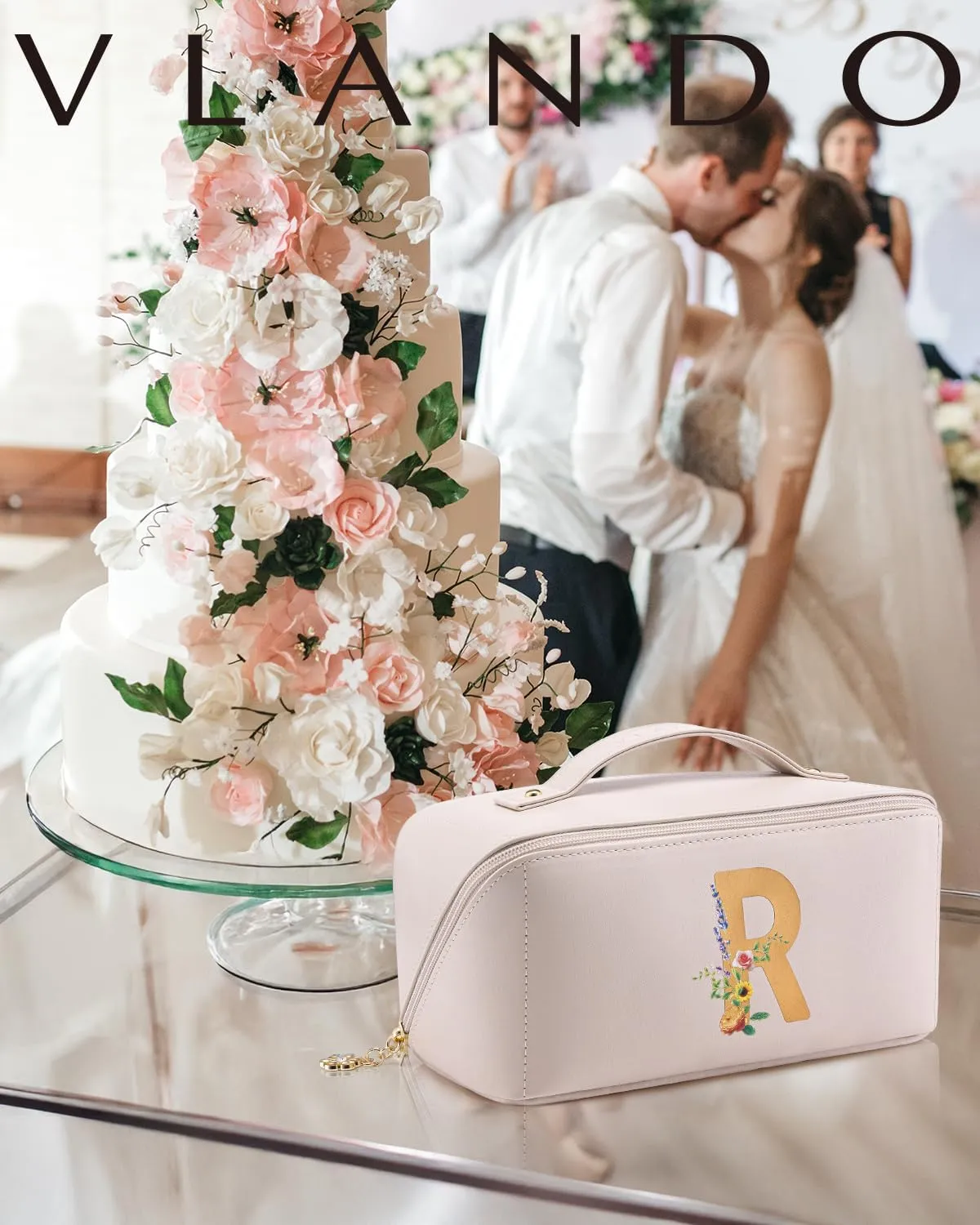 Vlando Personalized Birthday Gift,Initial Makeup Organinzer,Graduation Gifts for Her Sister Birthday Gift Ideas,Monogrammed Cosmetic Travel Bag(Letter R)