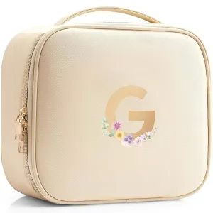 Vlando Teacher Appreciation Gifts for Women，Initial Makeup Organizer Bag,Monogrammed Bridal Shower Gifts Birthday Gift Christmas Gift(Letter G)