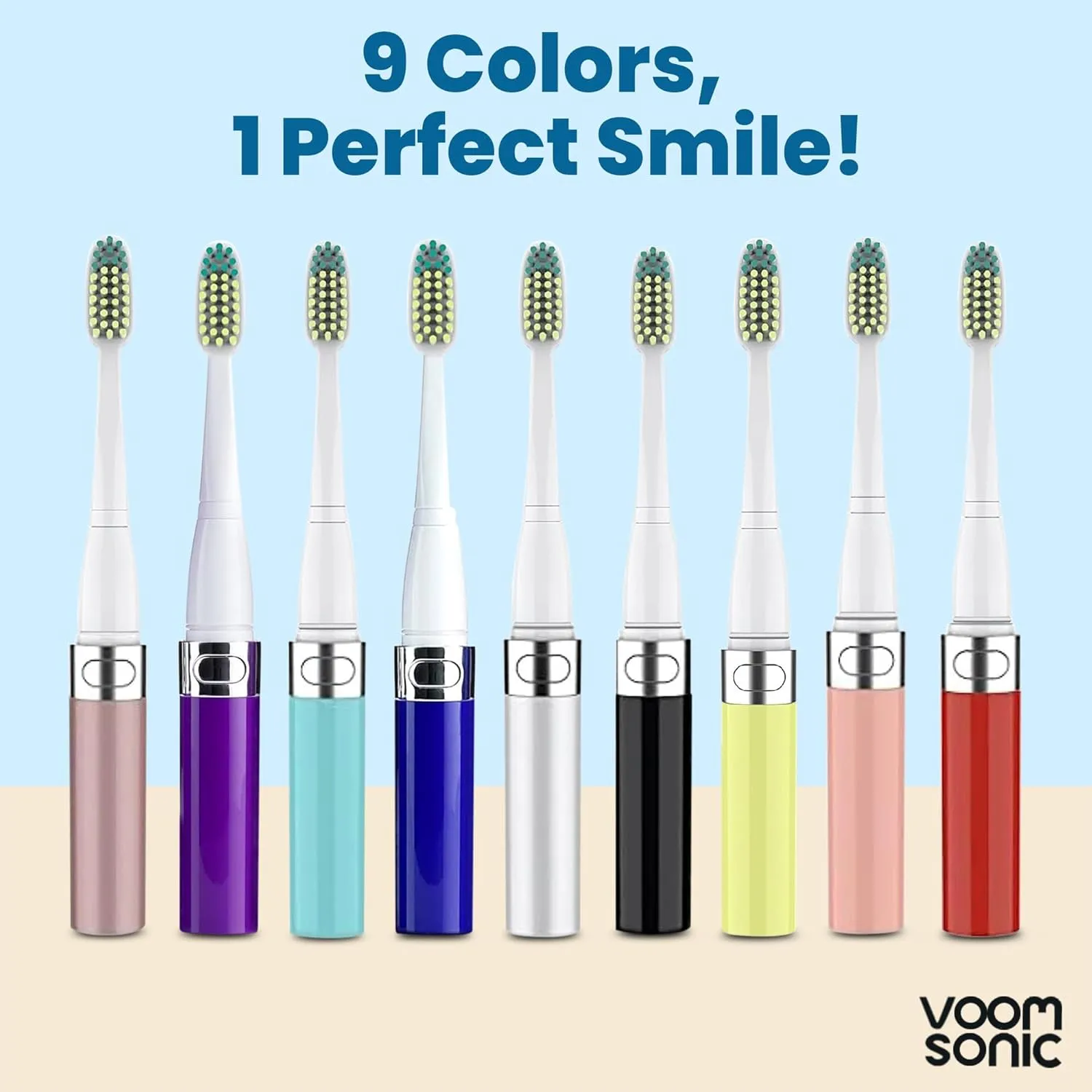 Voom Sonic Go 1 Series Travel Electric Toothbrush Travel Toothbrushes - Battery Operated Toothbrush for Adults & Kids, Dentist Recommended Toothbrush, Portable with 2 Minute Timer (Metallic Red)