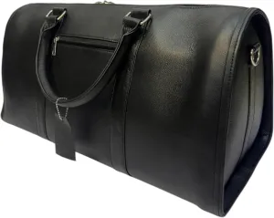 Voyager Cowhide Leather Duffel Bag – Travel & Gym Bag in Medium and Large (Dark Brown, Caramel Brown, Black). (Black, Large)