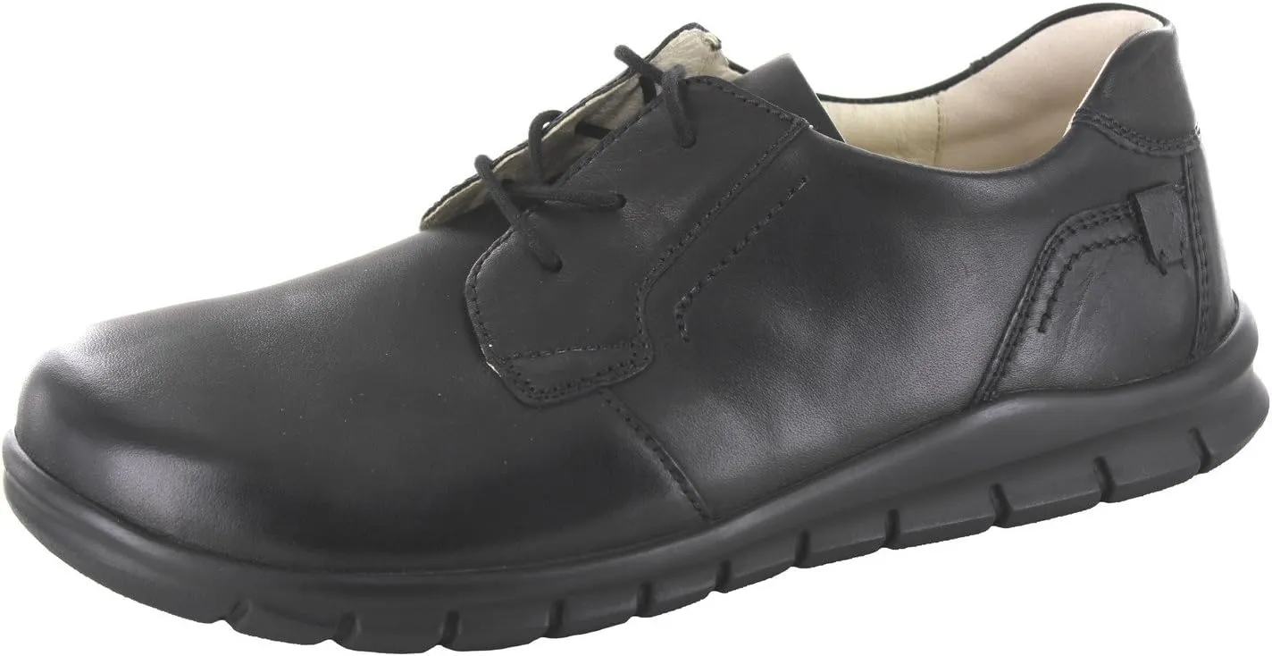 Waldläufer Hector 488429 Men's Lace-Up Low Shoes Smooth Leather Casual Elegant Shoes Plain Hector Palmer Black 488429 Wide H