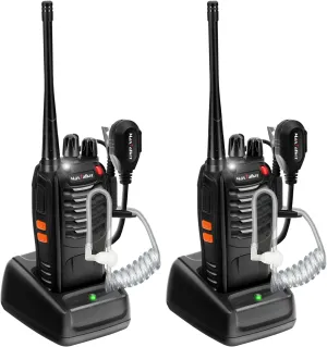 Walkie Talkies Long Range: MT-8S Rechargeable Walkie Talkie with Earpiece, Flashlight, VOX 1500mAh Battery, USB-C Charging, 2 Pack Walkie Talkies for Business, Camping Essentials