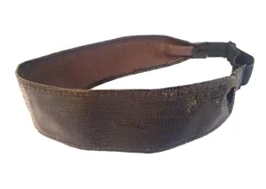 Wardani, 2" Lizard embossed suede leather headband, adjustable elastic (Brown)