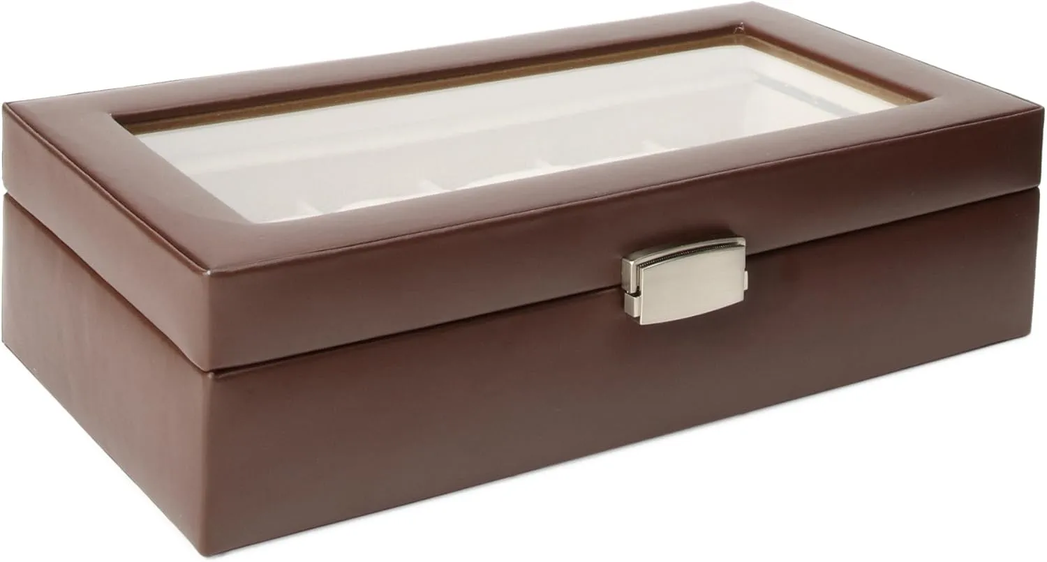 Watch Box XL for 12 Leather Compartments (Fits 65mm) Glass Window