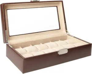 Watch Box XL for 12 Leather Compartments (Fits 65mm) Glass Window