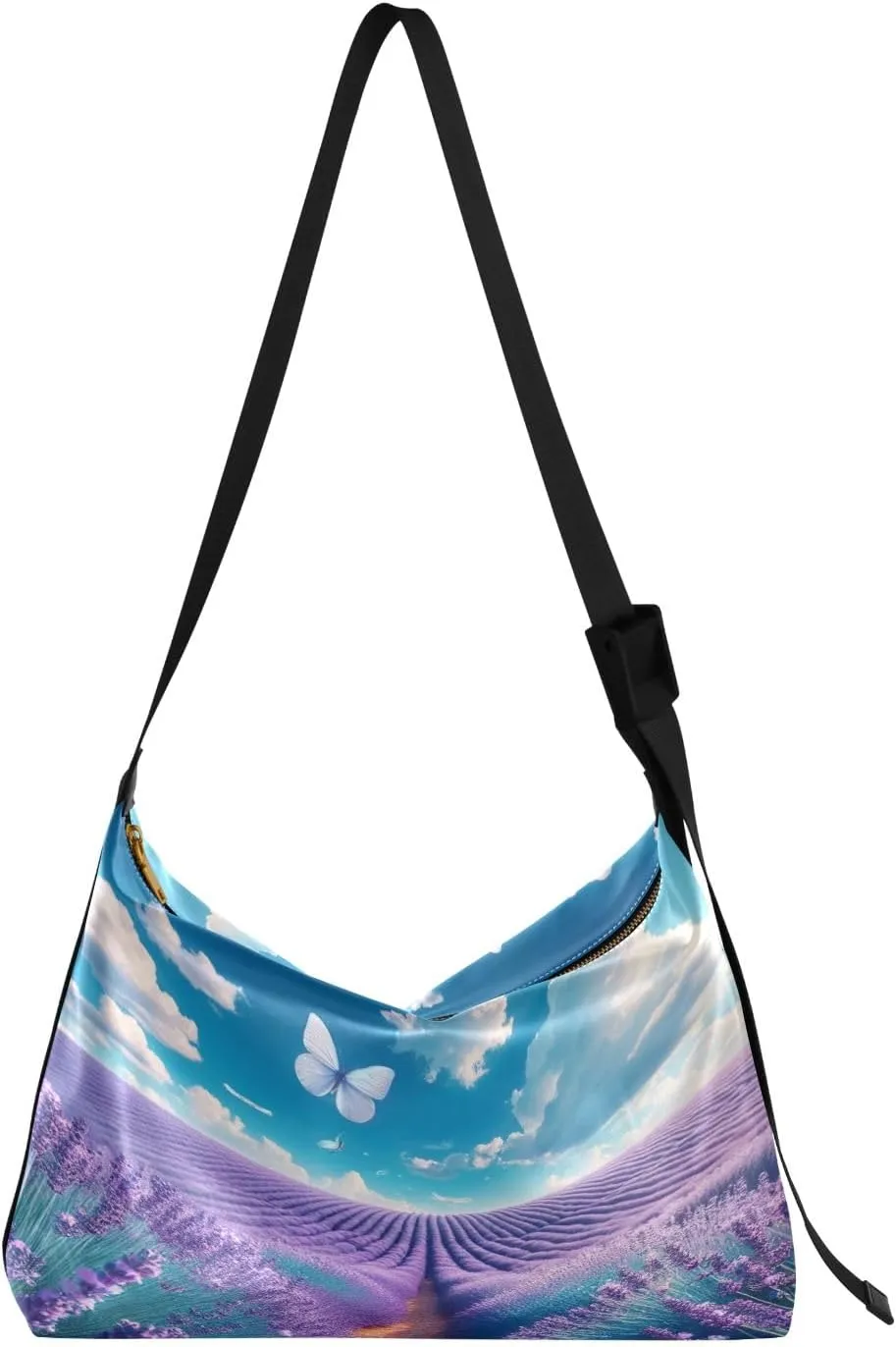 Watercolor Tree and Stars Leather Crossbody Bag, Lightweight Shoulder Hobo Bag, Lady Leather Bag