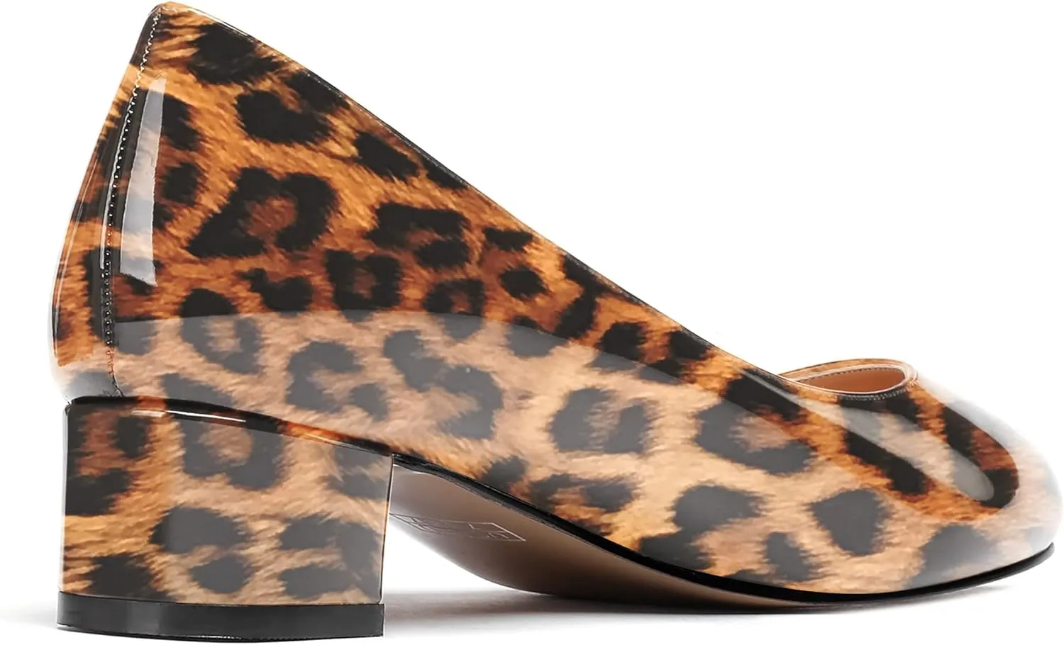 WAYDERNS Women's Slip On Round Toe Patent Chunky Low Block Kitten Heel Pumps Shoes 1.5 Inch
