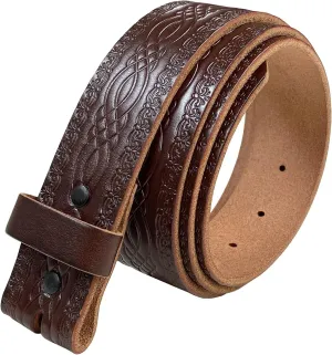 Western Floral Engraved Embossed Tooled Genuine Leather Belt Strap or Belt 1-1/2"(38mm) Wide, Multi-Style Options
