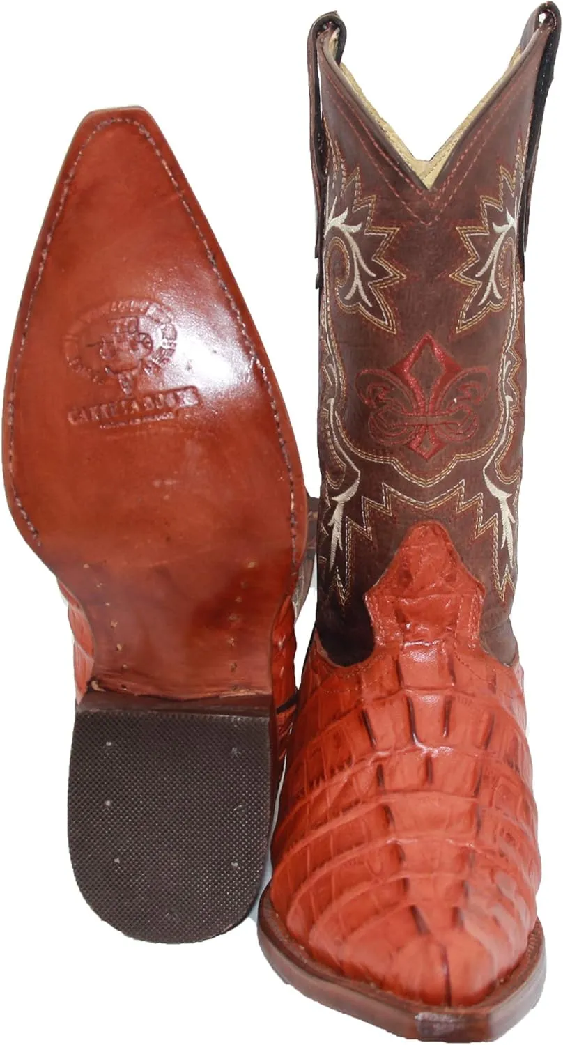 Western Shops Luxury Mens Leather Crocodile Alligator Print Snip Toe Western Cowboy Boots