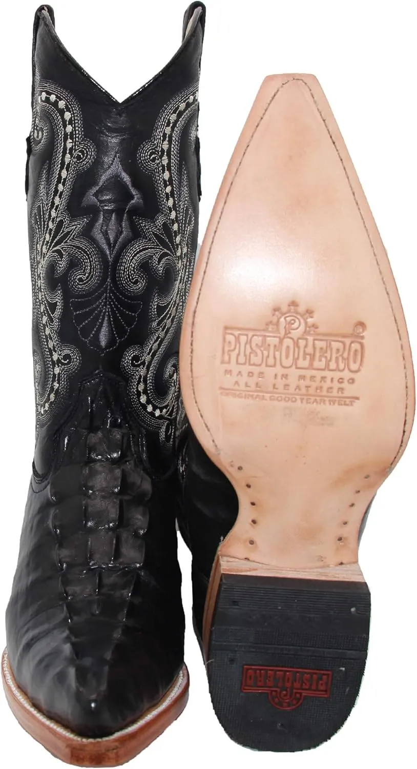 Western Shops Mens Crocodile Alligator Print Leather Cowboy Western Boots Snip Toe