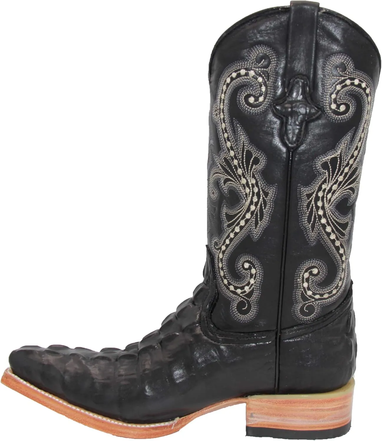 Western Shops Mens Crocodile Alligator Print Leather Cowboy Western Boots Snip Toe