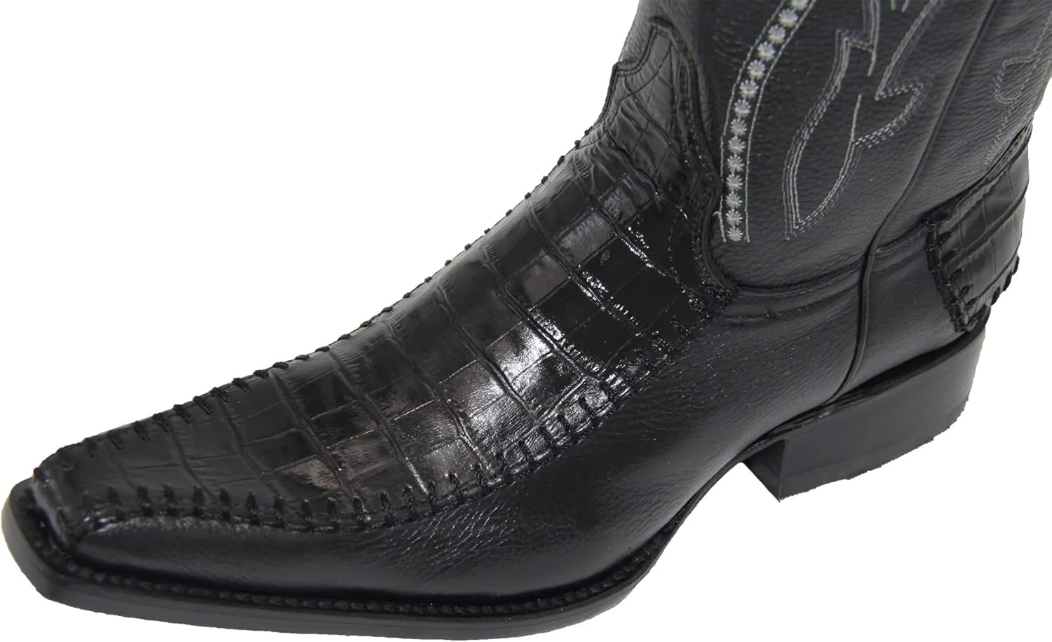Western Shops Mens Genuine Cowhide Leather Luxury Crocodile Alligator Print Cowboy Western Boot