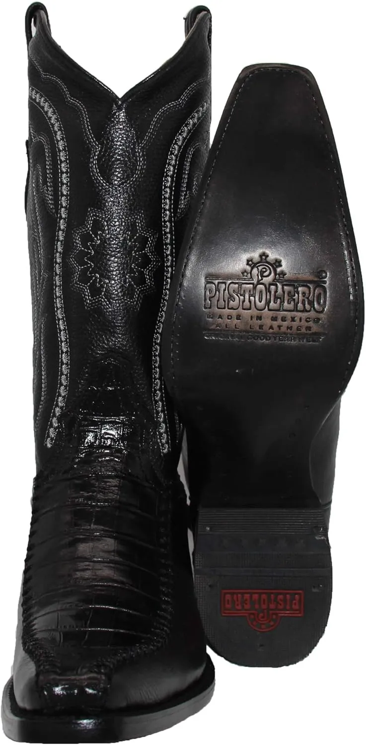 Western Shops Mens Genuine Cowhide Leather Luxury Crocodile Alligator Print Cowboy Western Boot