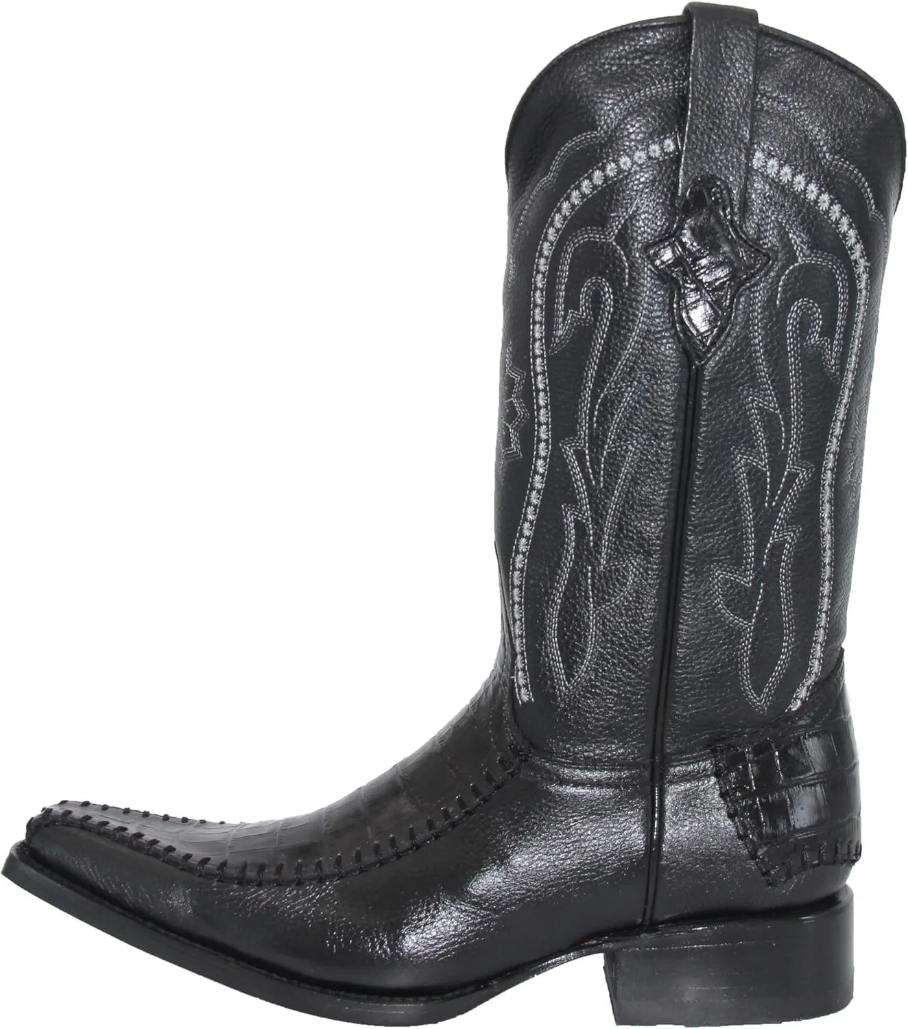 Western Shops Mens Genuine Cowhide Leather Luxury Crocodile Alligator Print Cowboy Western Boot