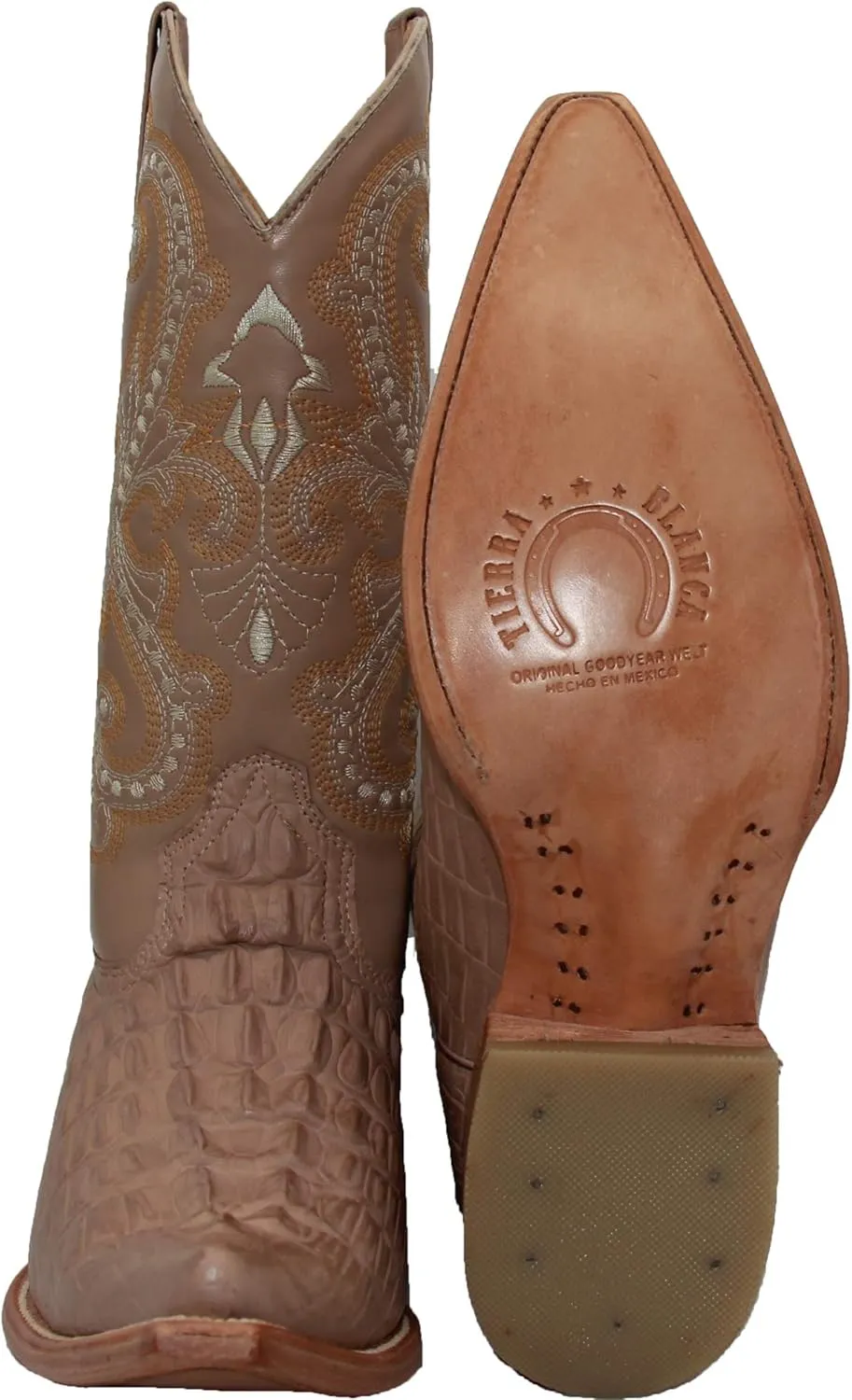 Western Shops Mens Leather Cowboy Boot Alligator Crocodile Design Print Western Boot