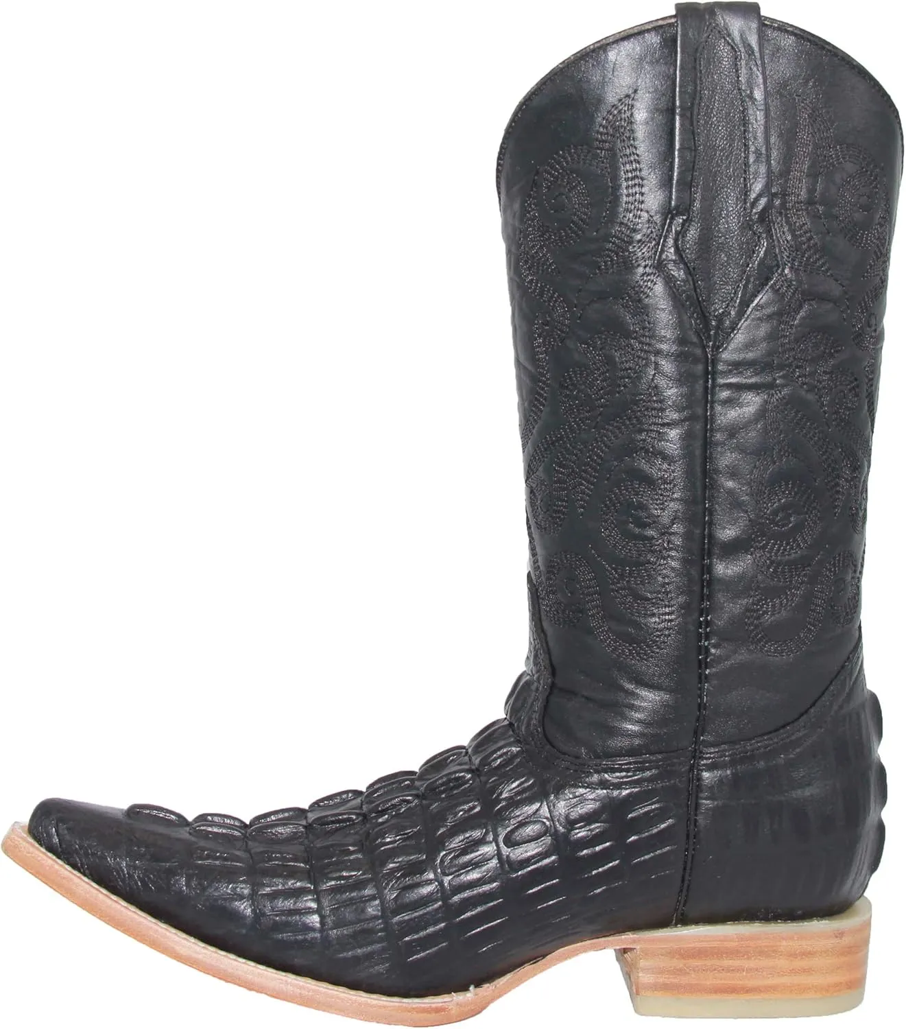 Western Shops Mens Leather Cowboy Boot Alligator Crocodile Design Print Western Boot