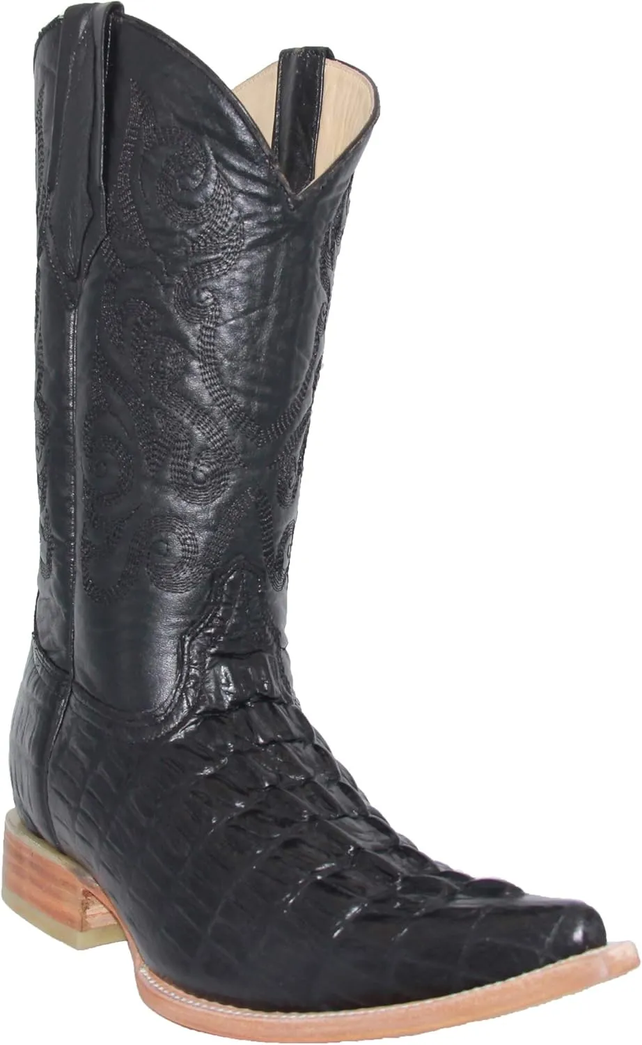 Western Shops Mens Leather Cowboy Boot Alligator Crocodile Design Print Western Boot