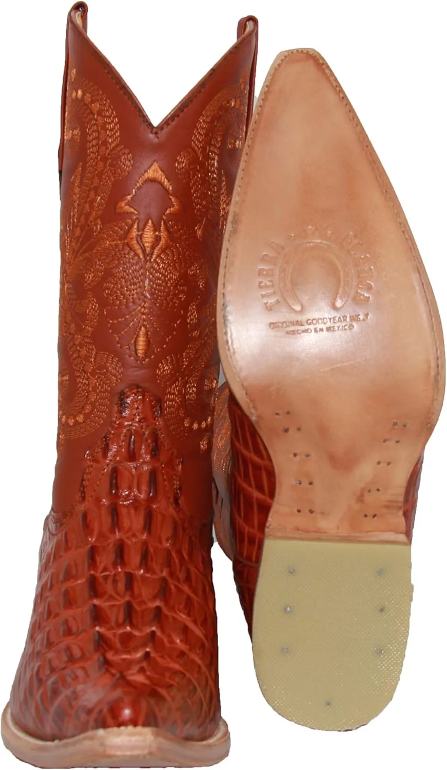 Western Shops Mens Leather Cowboy Boot Alligator Crocodile Design Print Western Boot