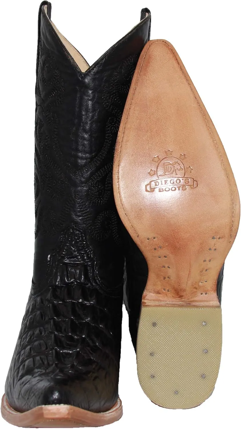 Western Shops Mens Leather Cowboy Boot Alligator Crocodile Design Print Western Boot