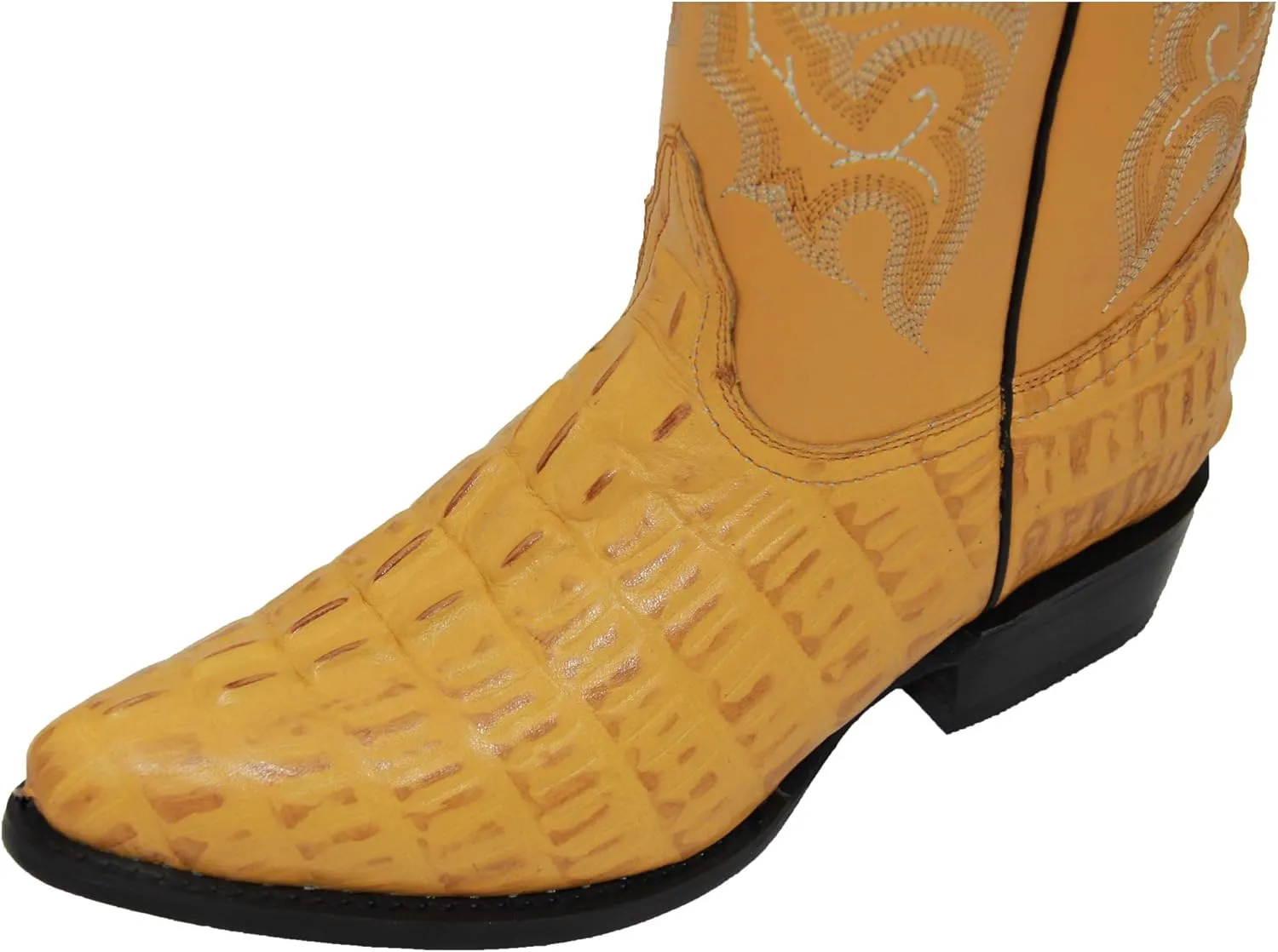 Western Shops Mens Leather Crocodile Alligator Design Cowboy Western Boots with Free Belt