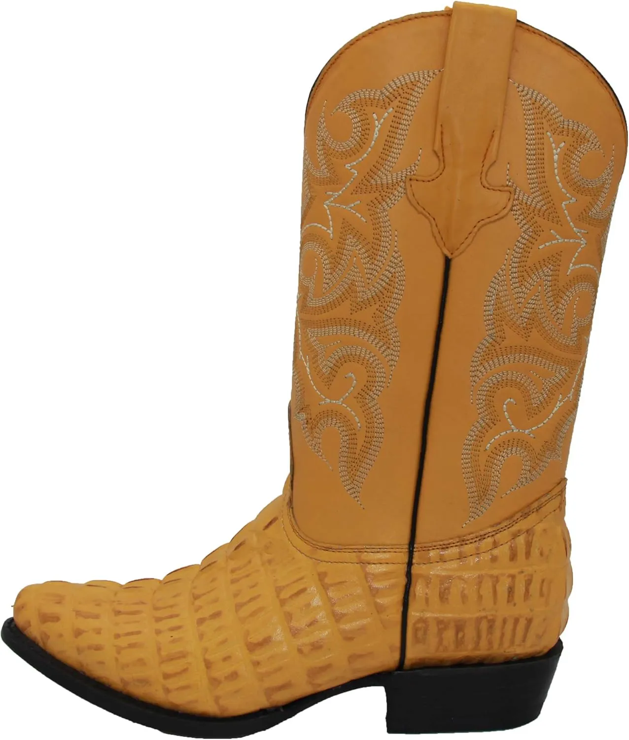 Western Shops Mens Leather Crocodile Alligator Design Cowboy Western Boots with Free Belt