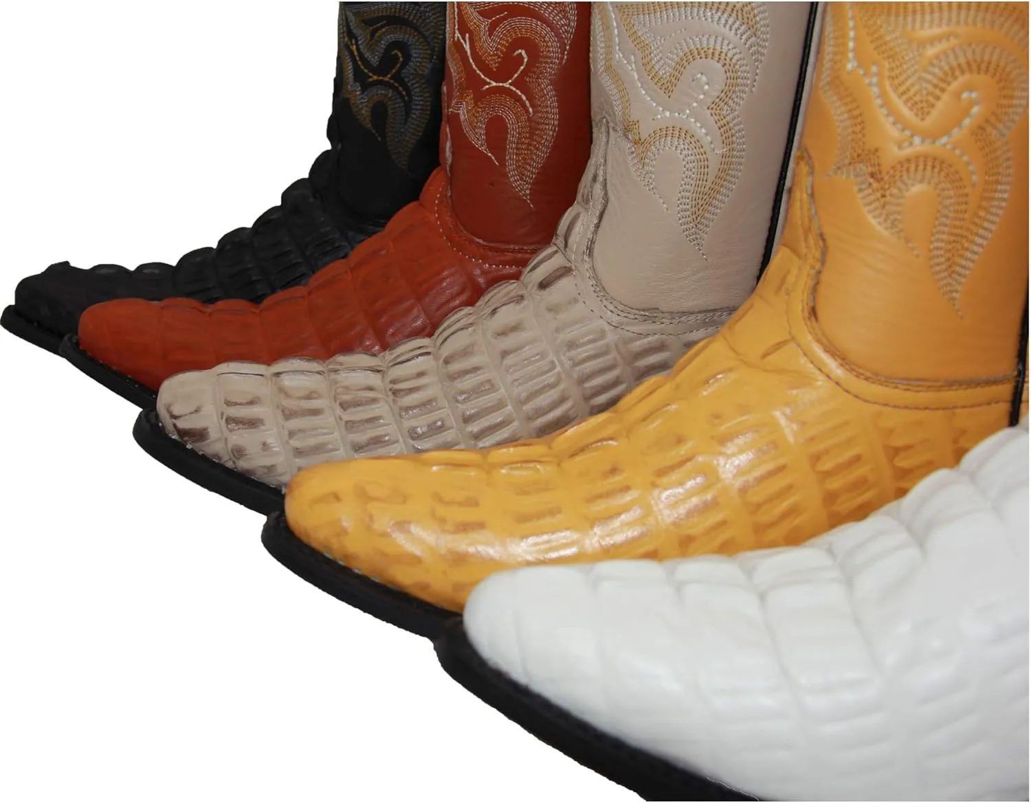 Western Shops Mens Leather Crocodile Alligator Design Cowboy Western Boots with Free Belt