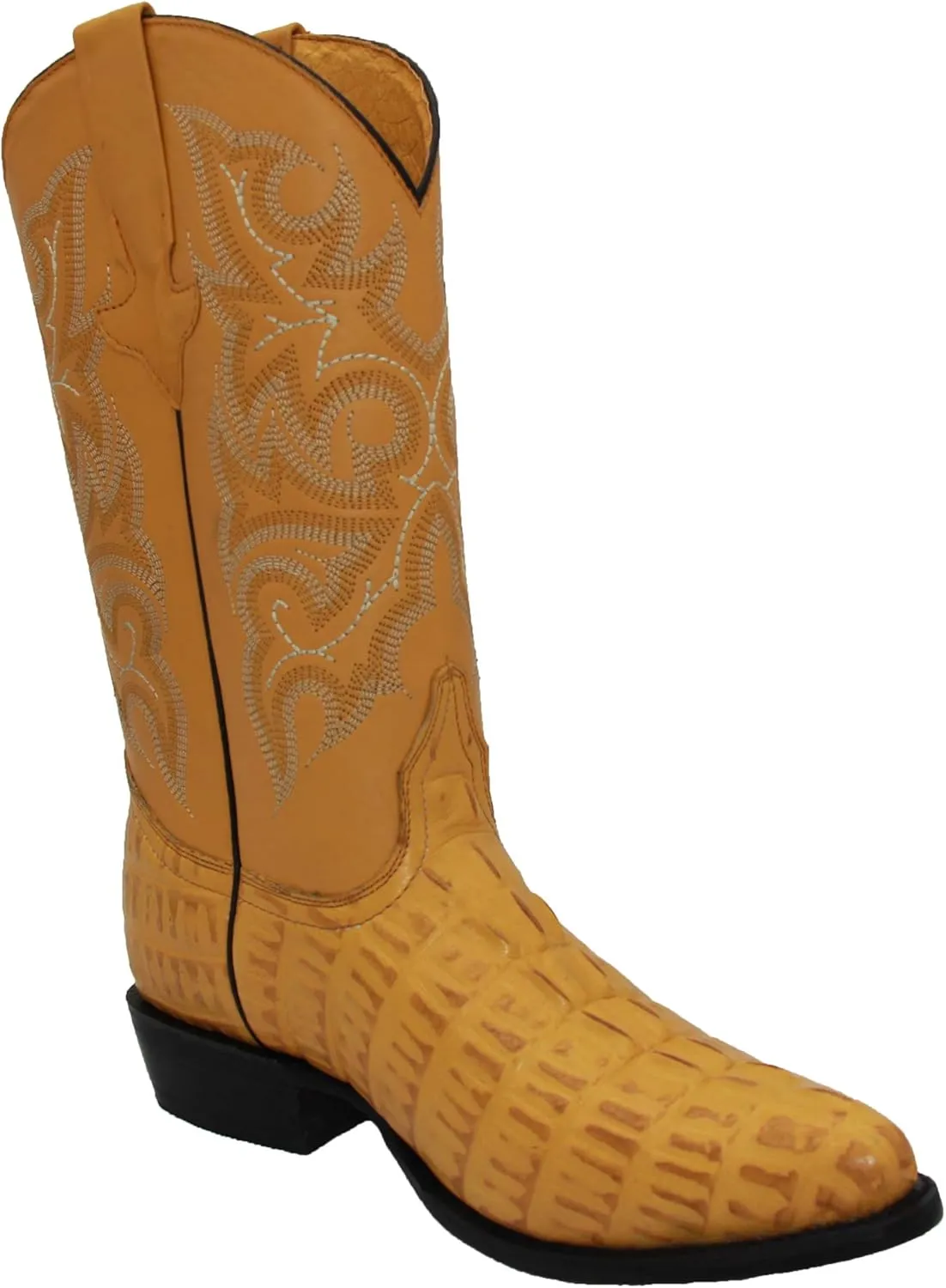 Western Shops Mens Leather Crocodile Alligator Design Cowboy Western Boots with Free Belt