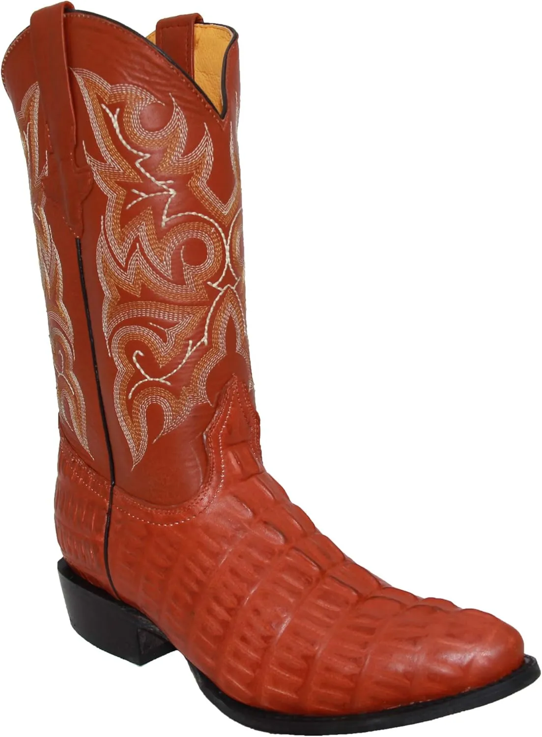 Western Shops Mens Leather Crocodile Alligator Design Cowboy Western Boots with Free Belt