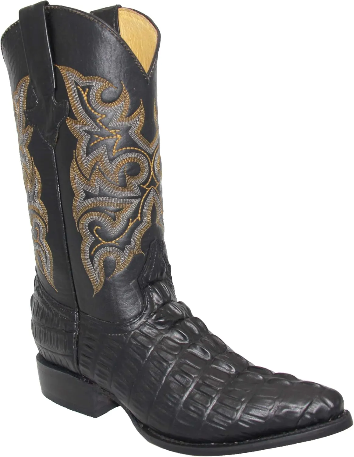 Western Shops Mens Leather Crocodile Alligator Design Cowboy Western Boots with Free Belt