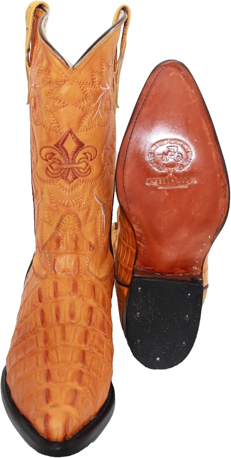 Western Shops Mens Leather Crocodile Alligator Print Western Cowboy Boots