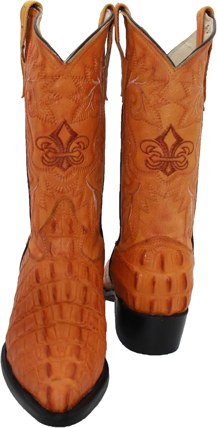 Western Shops Mens Leather Crocodile Alligator Print Western Cowboy Boots