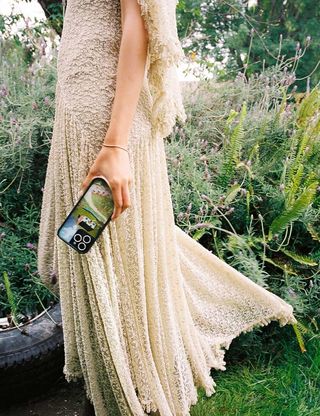 Wildflower Cases - Compatible with Apple iPhone 15 Pro | Protective Black Bumper, 4ft Drop Test Certified, Women Owned Small Business | Nara Smith Collab - Cottage Nature Green Dainty Trendy Cute