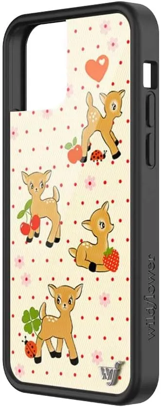 Wildflower Cases - Oh Deer, Compatible with Apple iPhone 12/12 Pro | Animals Fruit Floral Dainty Aesthetic Cute Trendy - Protective Black Bumper, 4ft Drop Test Certified, Women Owned Small Business