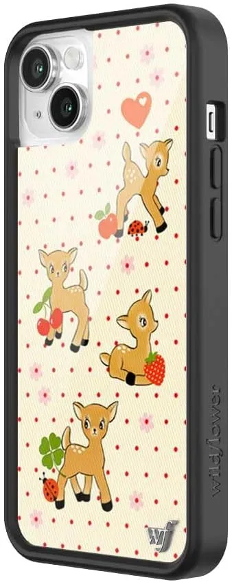 Wildflower Cases - Oh Deer, Compatible with Apple iPhone 14 Plus | Animals Fruit Floral Dainty Aesthetic Cute Trendy - Protective Black Bumper, 4ft Drop Test Certified, Women Owned Small Business