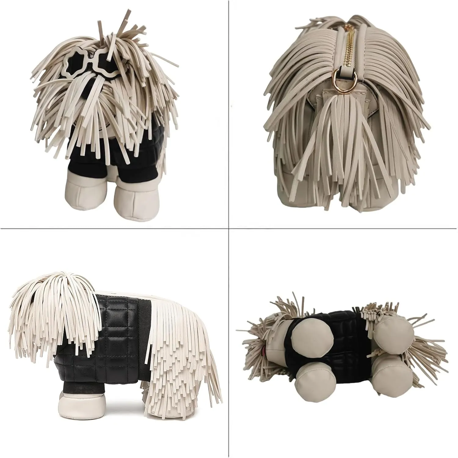 Women Dog Shaped Crossbody Shoulder Bag Handbag PU Leather Unique Novelty Dog Shaped Purse