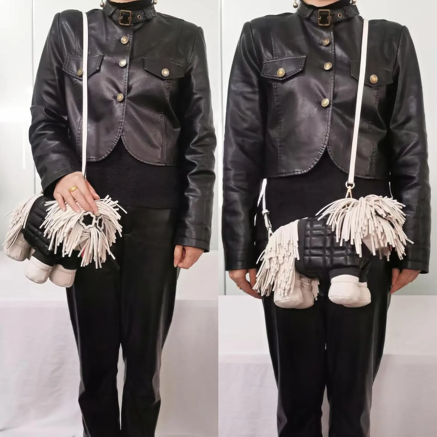 Women Dog Shaped Crossbody Shoulder Bag Handbag PU Leather Unique Novelty Dog Shaped Purse