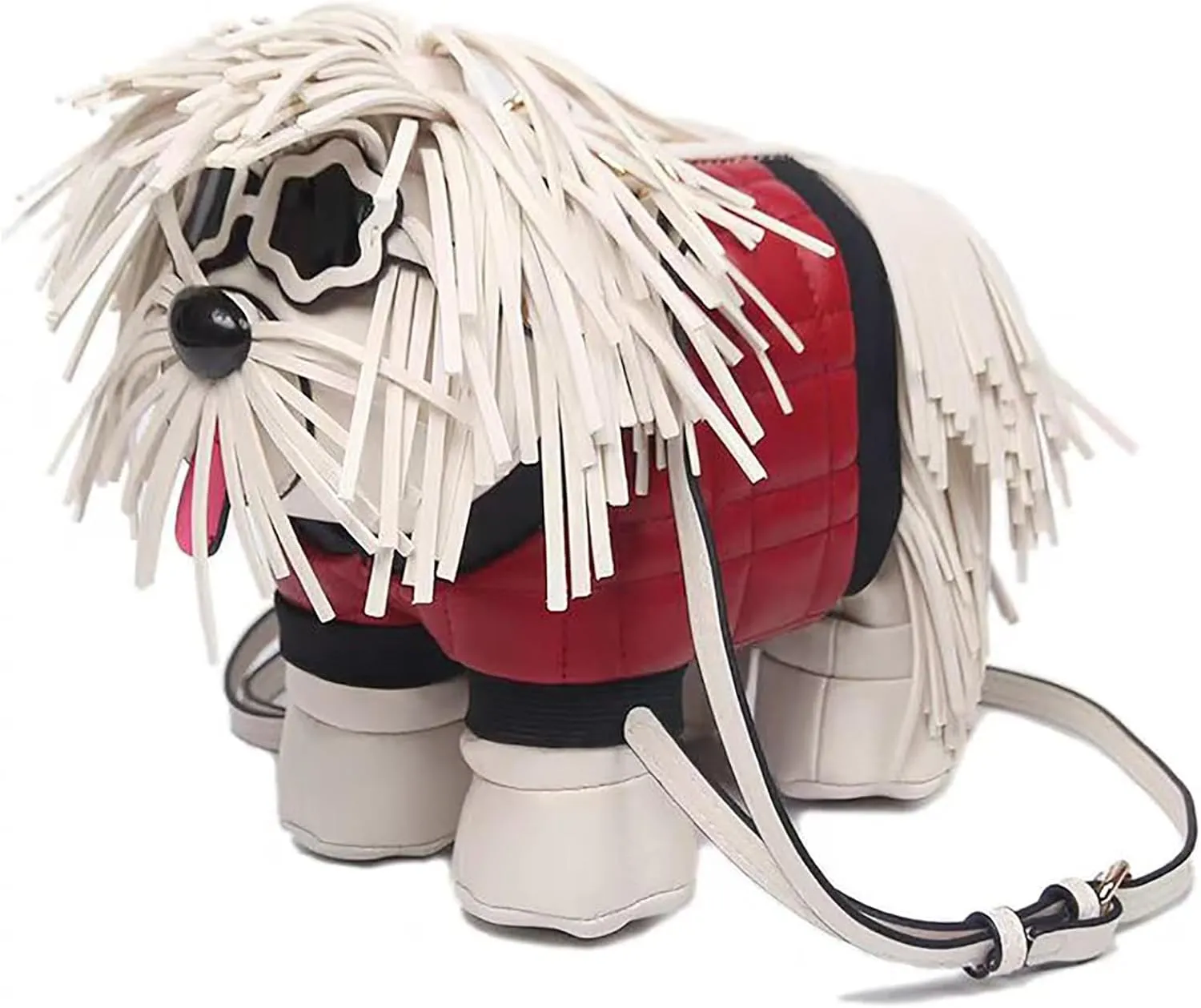 Women Dog Shaped Crossbody Shoulder Bag Handbag PU Leather Unique Novelty Dog Shaped Purse