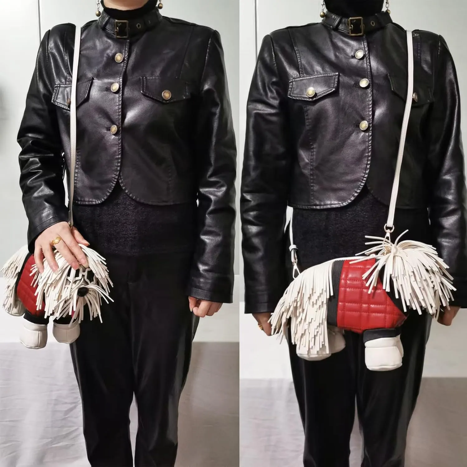 Women Dog Shaped Crossbody Shoulder Bag Handbag PU Leather Unique Novelty Dog Shaped Purse