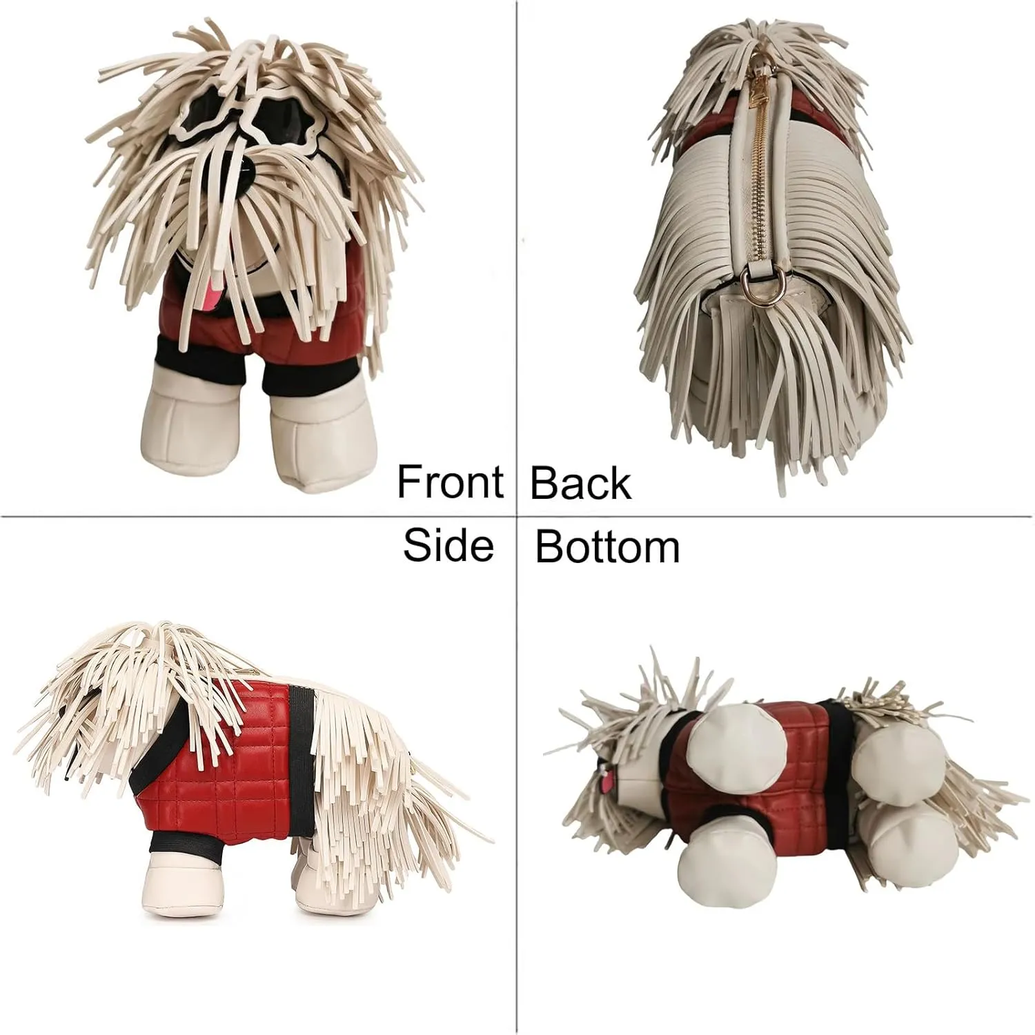 Women Fun Dog Shaped Crossbody Shoulder Bag Handbag PU Leather Unique Novelty Dog Shaped Purse