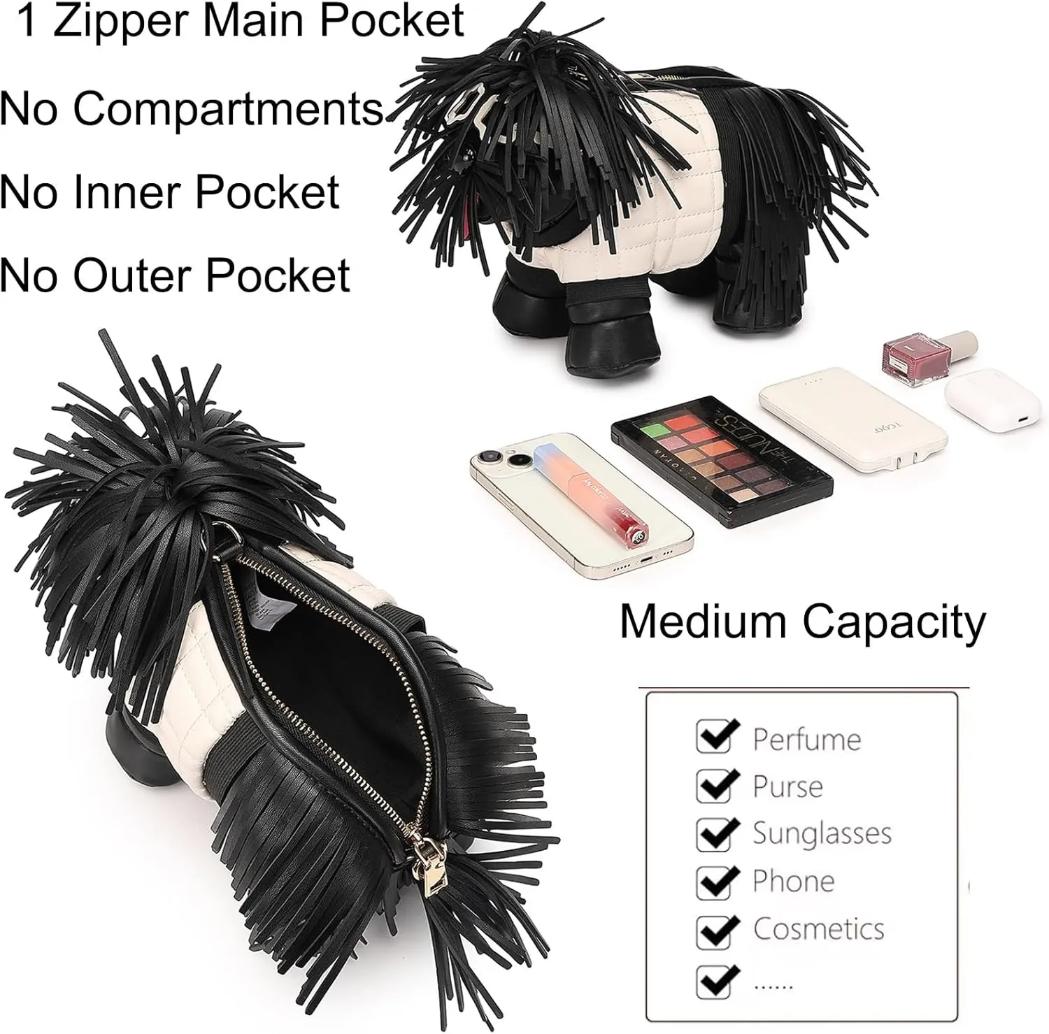 Women Fun Dog Shaped Crossbody Shoulder Bag Handbag PU Leather Unique Novelty Dog Shaped Purse