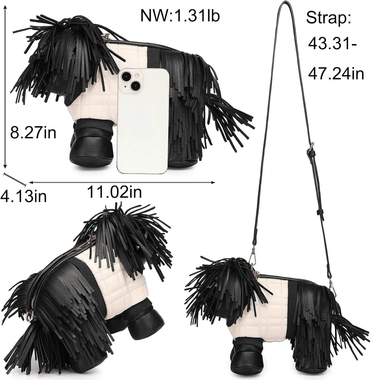 Women Fun Dog Shaped Crossbody Shoulder Bag Handbag PU Leather Unique Novelty Dog Shaped Purse