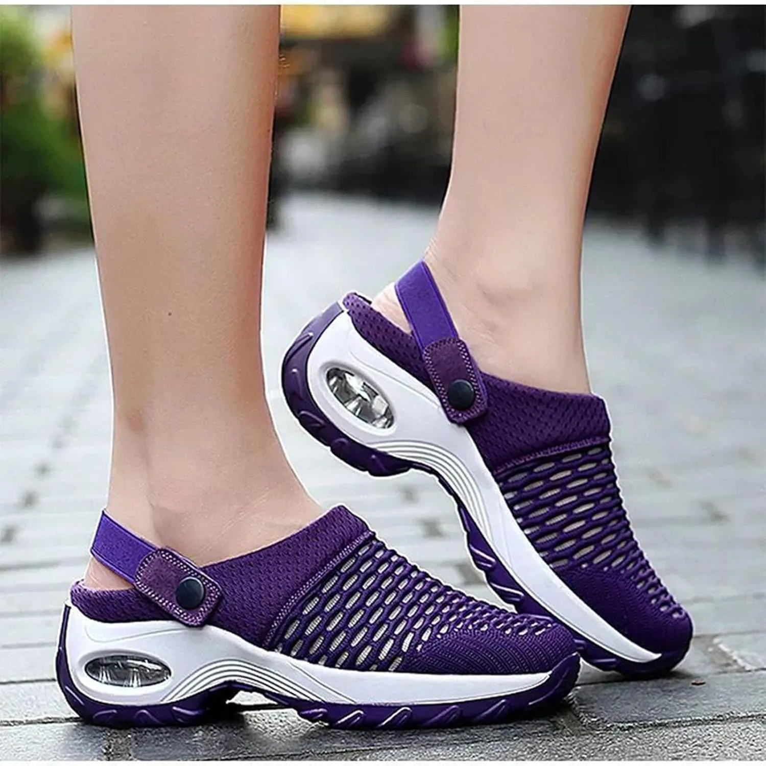 Women Orthopedic Clogs Comfortable Lightweight Slip On Shoes with Air Cushion Support to Reduce Back and Knee Pressure Mesh Sandals Slippers