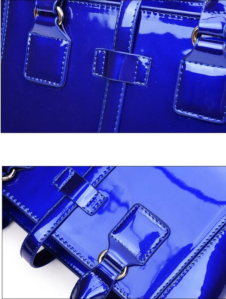 Women's 3pcs Handbags Patent Leather Fashion Shoulder Bag Large Capacity Handbag