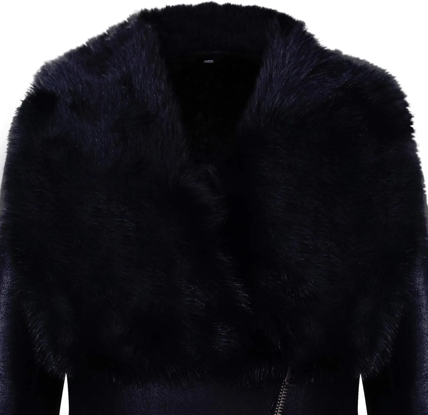 Women's Black Suede Merino Sheepskin Leather Coat with Toscana Collar