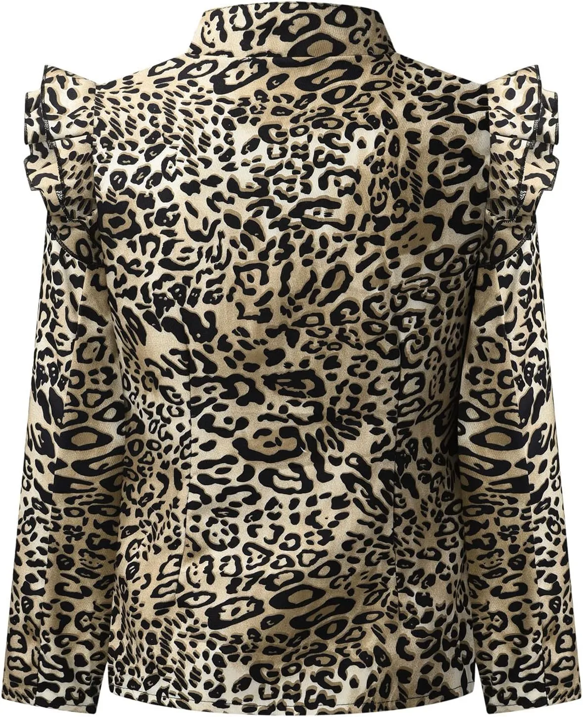 Womens Casual Blazers Fashion Print Ruffle Long Sleeve Open Front Work Office Blazer Bussiness Jackets with Pockets