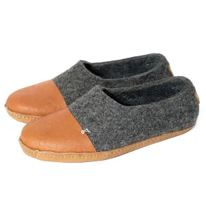 Women's Felted Wool Clogs with Natural Edge Suede Toe Caps, Handmade in Europe