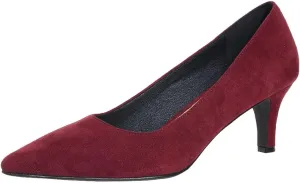Women's Kitten Heels Dress Shoes Pointed Toe Suede Pumps Mid Heel Comfortable Slip On Party Dress Shoes