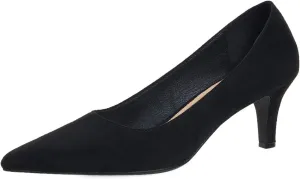 Women's Kitten Heels Dress Shoes Pointed Toe Suede Pumps Mid Heel Comfortable Slip On Party Dress Shoes