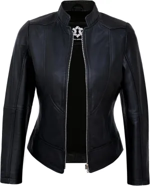 Womens Leather Jackets - Real Lambskin Stylish Motorcycle Leather Coat Women